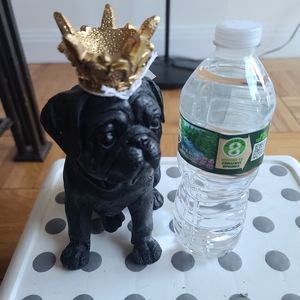 Pug with gold crown resin statue new